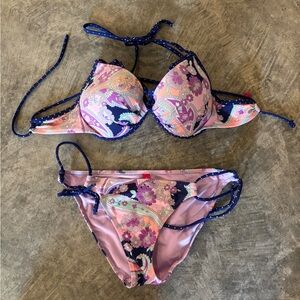 Victoria's Secret Floral Bikini 32D Top/X-Small bottoms
